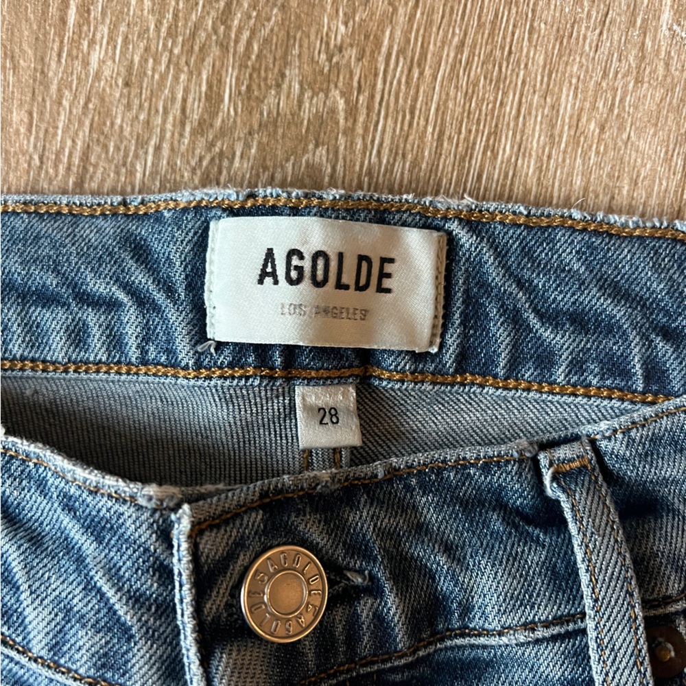 AGOLDE High-Rise Straight Jeans with Raw Hem – Size 28
